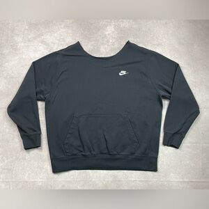 Nike Wide Neck Sweater Mens XL Black Essentials Logo Pullover Streetwear Custom